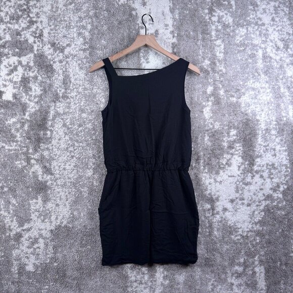 Theory Tank Dress 0 Womens Black Mini Elastic Waist Asymmetrical Shoulder - Picture 2 of 7